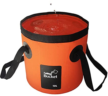 Secchio Pieghevole Multifunzionale 12 e 20 Litri - Portatile per Pesca, Campeggio, Giardinaggio - Contenitore dell'Acqua per Lavabo (12L, Arancia)