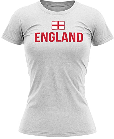 Purple Print House England Football Shirt Womens - England Flag Football T Shirt - Football Country European English Tournament Gifts for Her - Unique Footy Top