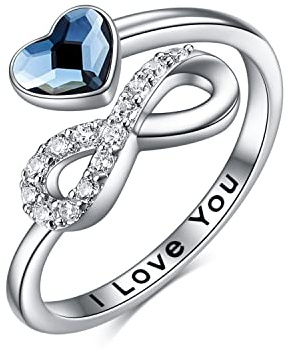 TOUPOP Unendlichkeit Ringe Für Damen 925 Sterling Silber Ringe Für Frauen Ich liebe dich Ring mit Kristall Weißgold Überzogene Einstellbare Ring Schmuck Geschenke Für Frauen