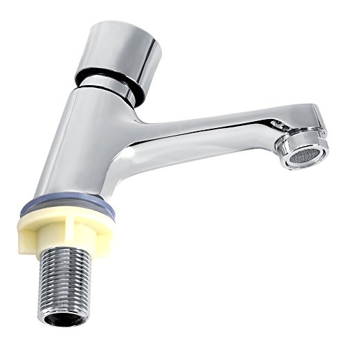 Joyzan G1/2 Robinets D'eau Froide Simples Publics, Robinet D'évier de Lavabo de Type Poussoir Délai D'économie de Temps 4 à 6 Secondes Robinet D'eau à Fermeture Automatique Chromé pour Maison Cuisine
