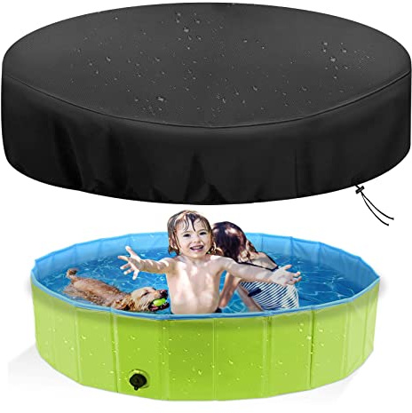 Hundepool Abdeckung 160cm Mit Gummiband, Abdeckung für Hundepool fur Große Hunde, Reißfestes 210D Oxford-Gewebe wasserdichte Staubdichte UV-beständiges (ø 160cm)
