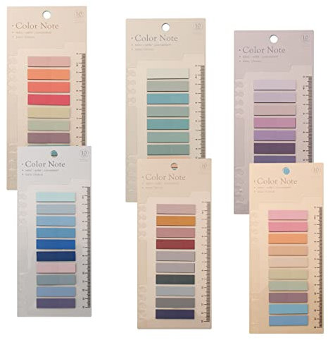 1200 Stück Haftnotizen Tabs Beschriftbare Lese Tabs for books Sticky Markers Pastel Page Marker Sticky Tabs Dark Merkzettel Haftstreifen Index mit Lineal für Seitenmarkierung Lesezeichen, 6 Style