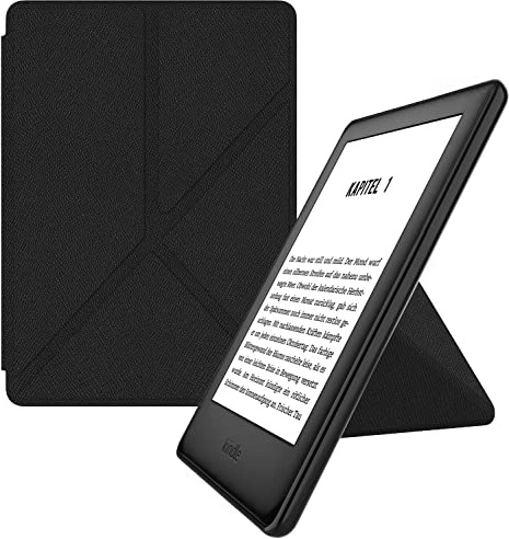 MyGadget Origami Hülle für Amazon Kindle Paperwhite 10.Generation (Modell 2019 - J9G29R - 6 Zoll) - Kunstleder - Auto Sleep | Wake Funktion - Flip Case in Schwarz