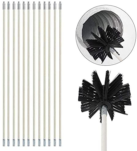 LIYUN Chimney Sweep kit Chimney Sweep Brush Set, Nylon Cleaning Tool Accessory, Electric Chimney Sweep Set, Flexible Attachable Flexible Rods (Color : 12 Rods, Size : 410mm)