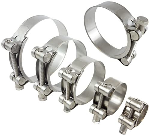 5 Stück Gelenkbolzenschelle Schlauchschelle Ø 56-59mm Heavy-Duty | Edelstahl W4 V2A rostfrei | Grosse Auswahl 17-252mm 1/10/20/50/100er Stück Pack | Edelstahlschelle T-Bolzen Schelle| Premium