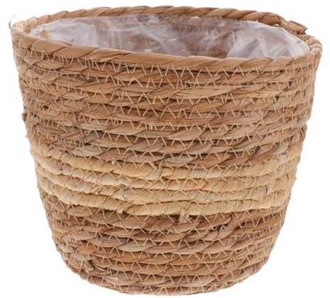 Alipis Handgewebter Pflanzkorb 18cm Geflochtener Blumentopf Für Innenbereich Dekorativer Pflanzenkorb Für Zuhause Büro Garten Langlebiges Material Vielseitig Einsetzbar
