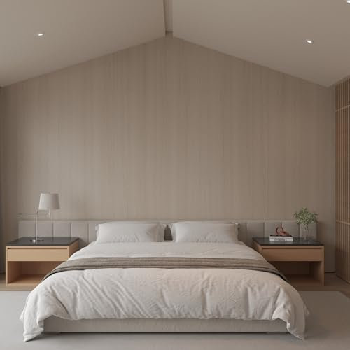 JSEVEM Papier peint en bois marron clair extra large et épais de 80 cm x 4 m, beige chaud, imperméable, papier contact en bois marron clair, autocollant texturé pour meubles pour murs de chambre à