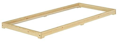 Erst-Holz®Studentenbett Futon Extra Niedrig Bettrahmen 90 x 200 cm Kiefer MassivRollrost und Matratze inkl.