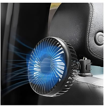 CGEAMDY Auto Ventilator, Auto Ventilator Fan 360 ° Rotation Lüfter Wenig Lärm Sommerlüfter, 12V USB Ventilator 3 Geschwindigkeiten für Auto Van SUV, RV, Boot（Stuhlrücken）