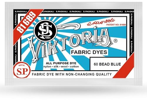 Viktoria Textile Paint, Machine Washable (59 Colours) - Fabric Dye, Textiles, Fabric Dyes, Washable Textile Colour, Clothing Dyeing (60 Glass Beads Blue, Pack of 2)