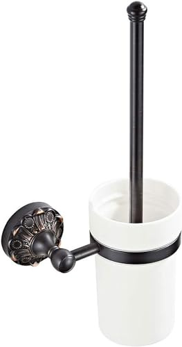 JQFDD Brosse de Toilette WC Laiton Antique Brosses WC et Support Murale Bronze Noir Balayette WC, Antibactérienne à Séchage Rapide
