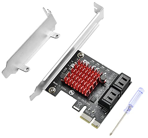 ELUTENG PCI-E to SATA Adapter 4 Port PCIe Expansion Card 6Gbps SATA 3.0 Controller PCI Express Controller Card with Low Profile Bracket for Windows/ Linux