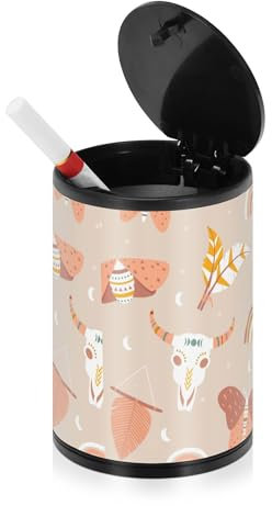 Boho Ethnischer Mystischer Spiritueller Stil Aschenbecher für Zigaretten Groß mit Deckel Edelstahl Tragbares Autozubehör Winddichter Aschenbecher für Büro Küche LKW