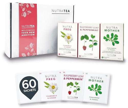 NutraTea - The Pregnancy Hamper - Herbal Teas Perfect For Pregnancy & New Mums - Gifts For Pregnant Women & New Mum Hamper - Herbal Tea Gift Set - 60 Tea Bags | 3 Flavours