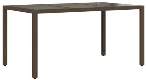 vidaXL Mesa de jardín Superficie de Vidrio ratán PE marrón 150x90x75cm