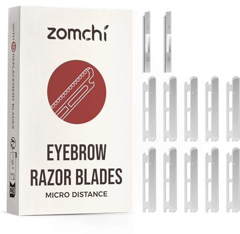 ZOMCHI Recharges d'outils Dermaplane en métal réutilisables, lot de 10 lames de rechange (micro distance), recharges de rasoir Dermaplaning, lames de rasoir à sourcils sans plastique