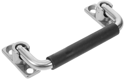 PLAFOPE Poignée Pliante en Acier Inoxydable, Tire-fort 1200n pour Box | Finition Argenté, Poignée Pliante de Meuble Caoutchouc, Entraxe Latéral 28mm et Avant 100mm