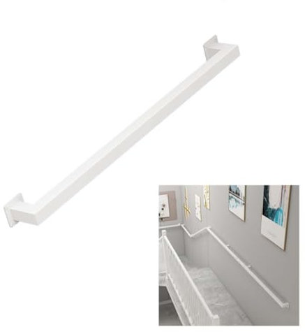 BYWXW Eingangsgeländer Handlauf, Treppengeländer Geländer Seitliche Montage Winkel Einstellbar Wandhandlauf, inkl.Montagematerial, Pflegeleicht Innen Außen Handlauf(Size:30cm,Color:Weiß)