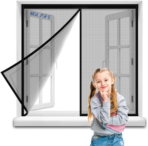 Window Nets to Keep Bugs Out 60x120cm Magnetic Self-Closing Privacy Door Screen Winter Stop Draft Keep Cold Out Door Cover Black