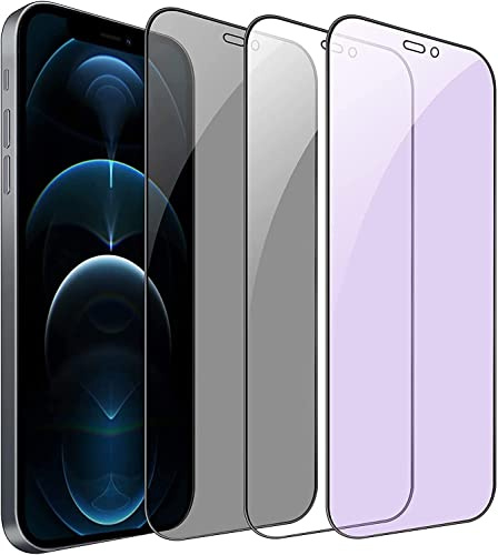 NWNK13 Pellicola protettiva per iPhone 11/XR, anti-luce blu, anti-impronte, antigraffio, copertura completa, in vetro temperato 9H, compatibile con custodie [confezione da 2]