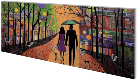 Wallario Wandgarderobe aus Glas in Größe 80 x 30 cm mit Memoboard-Funktion, Motiv: Spaziergang unter Farbklecksen | 5 Kleiderhaken zum Aufhängen von Jacken