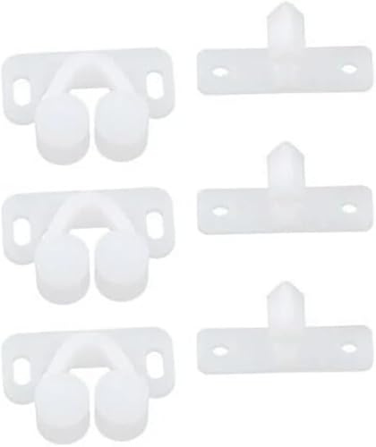 3 Stück Weiß Kugelschnäpper für Türen, Schränke, Federrückplatten, Rollriegel, Kunststoff, Schrankbeschläge Eisenwaren