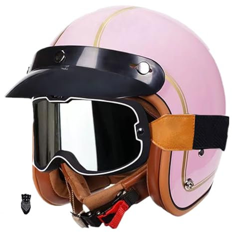 Jethelm mit Doppelvisier | Roller Helm Fashionhelm | Jet Helm mit Sonnenblende | ECE/DOT Zertifiziert | Motorradhelm mit Visier | Roller Helm | Jet Helm Mopedhelm Herren und Damen F,M(57-58CM)