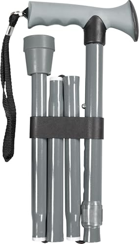 AIDAPT Gel Handled Folding Walking Stick Canne Pliable réglable avec poignée Ergonomique en Caoutchouc Mixte