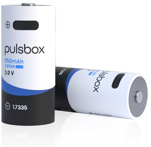pulsbox 17335 Li-Ion Akku 3.0V 950mAh | USB-C wiederaufladbar | integrierter Schutz (3.0V | 2 x Akku)