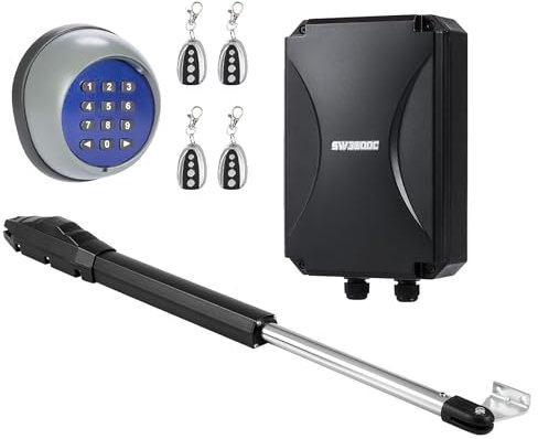 CO-Z Swing Gate Opener,Automatic Gate Motor for Doors up to 400 kg 6 m,Driveway Home Garden Swing Gate Opening System for Single Gate with Wireless Keypad and 4xRemote Control Key Fobs