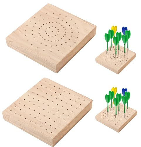 Editbar 2 Stück Darthalter Holz Dartpfeile Halterung,Unterschiedliche Platzierung der Löcher Dart Aufbewahrung,Holz Dart Stand Sitz für Aufbewahrung von Steeldarts, Softdarts und Darts Aller Art