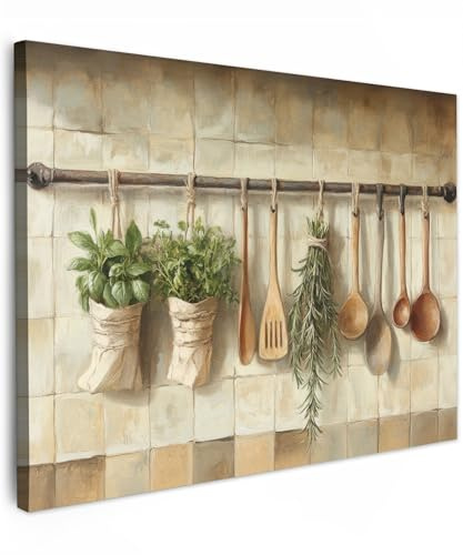 MuchoWow© Stampe Su Tela Quadro Soggiorno Quadri Camera Da Letto Moderni | 80x60 cm - Accessori Salotto Poster Da Parete Con Cornice Decorazione Muro Legno - Utensili da cucina - Piastrelle