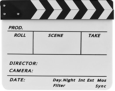 Acrylic and Wood Clapboard for Filmmaking, Magnetic Sticks, Clear Clapping Sound, Includes Marker Pen and Pen Slot for Easy Use (PMMA 2)