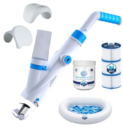 NETSPA Kit d'entretien Complet pour Spa, 3 Cartouches de Filtration, 20 Pastilles d'Oxygène Actif, Appui-tête, Porte-gobelet, Bassin Rince-Pieds, Aspirateur