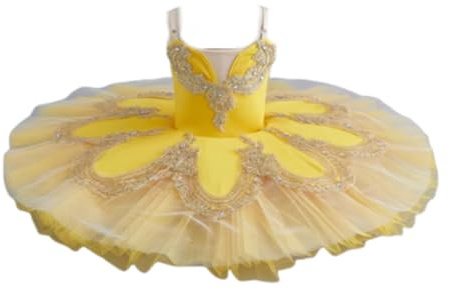 Yellow,150,EFLALYHG Ärmlös balettklänning för flickor Barn Svansjön Danskläder Gymnastikdräkter Tutu-kjol Ballerina scenkostym