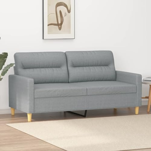 Emmtore Sofa 2-Sitzer, Loungesofa Couch mit Armlehnen Rückenkissen, Wohnzimmersofa Designsofa Metallgestell, Sitzmöbel Zweisitzer, Modern, StoffHellgrau,140 cm