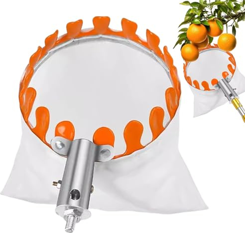 Generisch Obstpflücker Aus Metall Mit Stoffbeutel 24x18x15 cm Obstpflücker Kopf Korb Obstpflückwerkzeuge Landwirtschaftsgartenzubehör Werkzeuge Für Die Ernte Von Kirschen, Birnen Und Pfirsichen