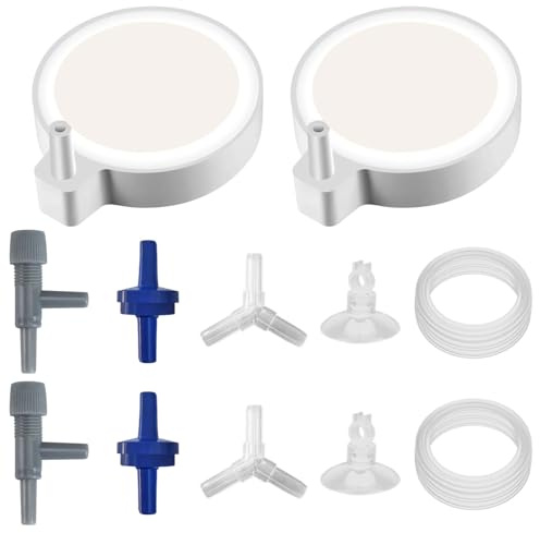 Srvauyea 2 Stück Nano Sprudelstein für Aquarium, Leise Aquarium Luftstein Set, 5cm Sprudelstein für Aquarium Teiche, Ultra-Mikroblasen Aquariumluftsteine für Aquarien bis zu 60cm, Eimer, Teiche