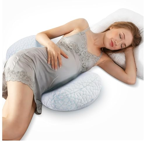Safotad Pregnancy Pillows for Sleeping, Adjustable Travel Wedge Pillow for Belly, Back & Hip Support, Compact Maternity Sleep Pillow with Cooling Washable Cover, Multi-Use for Pregnant Side Sleepers