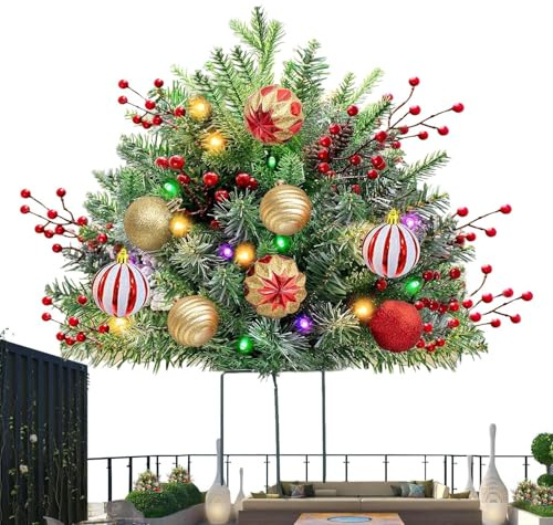 Arbusto Artificial De Navidad – Decoración Navideña Con Trípode | Relleno Para Jardín, Exterior, Escuela, Oficina, Dormitorio, Festival De Invierno, Cementerio, Fiesta, Decoración De Temporada.