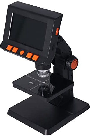 KIMISS Microscopio Digital Electrónico de Escritorio HD Portátil Ampliación 1000X Pantalla LCD de 4,3 Pulgadas con 8 Luces LED Ajustables para Aficionados a la Educación en