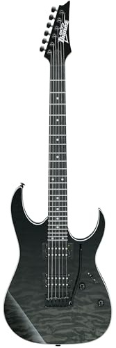 Ibanez Gio GRG120QASP-BKG Electric Guitar – RG 6 String Solid Body with Quilted Maple Art Grain Top, Maple Neck, Purpleheart Fretboard, Infinity R Humbuckers & T102 Tremolo Bridge - Black Gradation