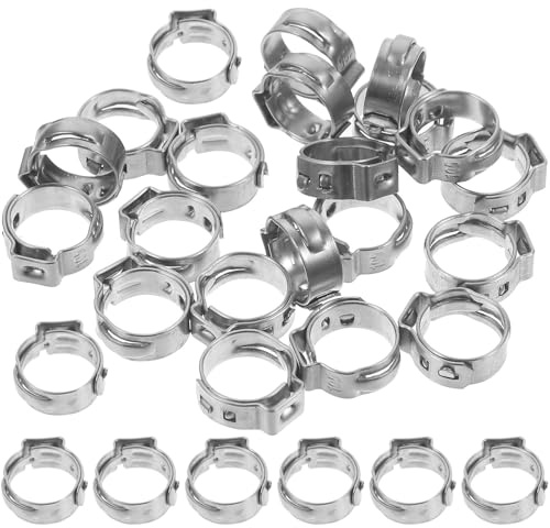 FOMIYES Colliers de Serrage Inox à Oreille Unique 304 Acier Inoxydable Pince à Eau Anneaux de Sertissage Pex pour Plomberie Tuyaux 10 Pièces Usage Professionnel Solide