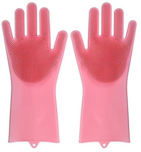 diskhandskar, Bordsartiklar Hushållsskrubbare, Köksrengöringsverktyg Diskhandskar(Pink)