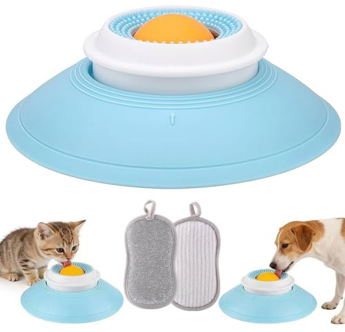 Slow feeder,Lick bowl for dogs,Anti-Slip Pet Licking Mat with Cleaning Brush, Interactive Slow Feeder Bowl for Dogs Cats