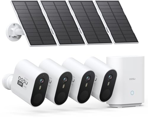 aosu 3K Security Camera Outdoor Wireless, Solar Powered, 32G Local, PIR | Colour Night Vision, Two-Way Audio, 166° Angle, 365 Days, No Subscription Required, Home Surveillance Front Door Backyard