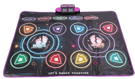 Zhjvihx Dubbel Dansmatta med Bluetooth-belysning, 41,14 X 31,3 Tum Dual Player Electronic Dance Pad för Hem-TV, Multi Player Pusselspel för Barn Vuxna