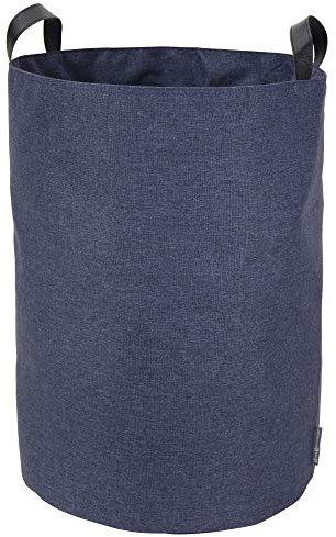 Bigso Box of Sweden Cesto portabiancheria, porta vestiti e altro – Cesta porta oggetti con 2 maniglie – Cesta portagiochi grande in poliestere con effetto lino – blu