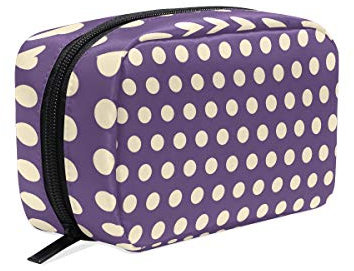 FANTAZIO Kosmetiktaschen für Damen, Weiß mit Punkten