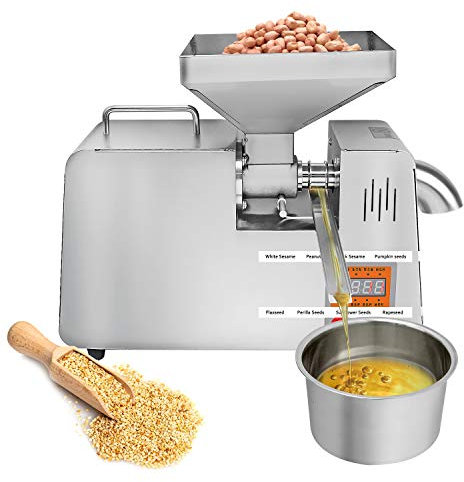 CGOLDENWALL 550W Oil Press Machine Expeller Stainless Steel Oil Presser Hot Cold Pressed Oil Extractor for Nut Peanut Sunflower Seed and Other Oil Crops